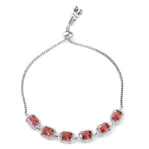 KARIS RED SIMULATED DIAMOND BOLO BRACELET CZ GEMSTONE ADJUSTABLE BRACELET